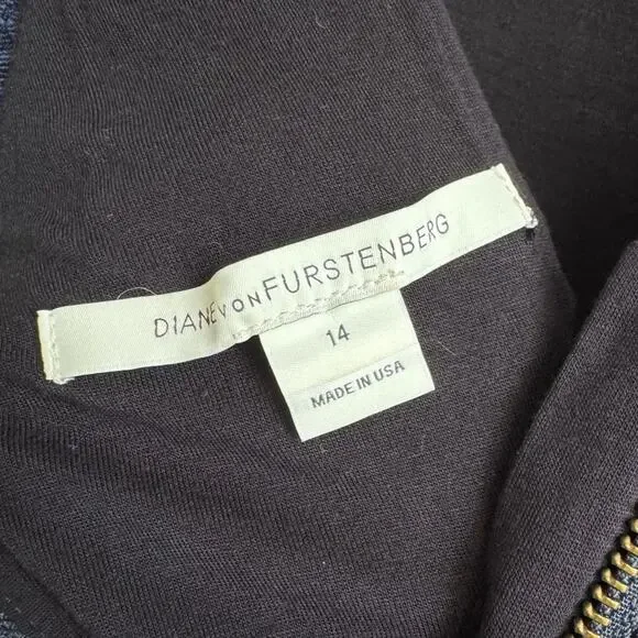 Diane Von Furstenberg Zarita Lace Dress in Navy Blue Size 14 - Picture 5 of 13